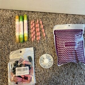 Nail Art Tool Set with Pink and Green Dotting Pens